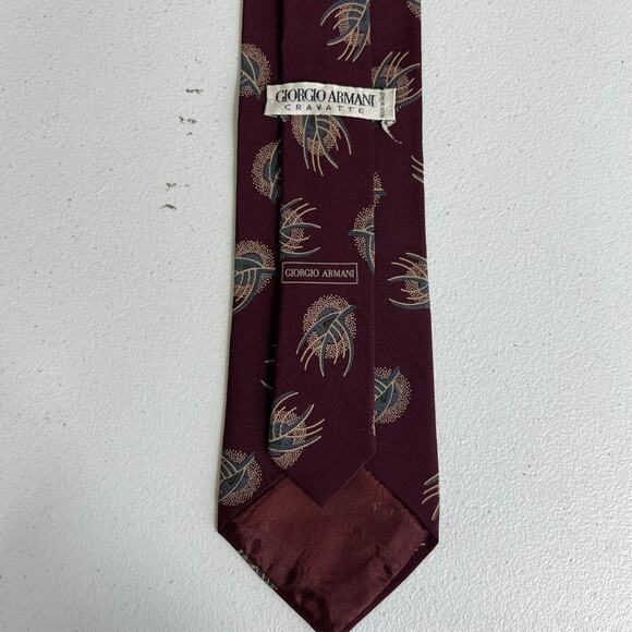 Giorgio Armani Cravatte Tie Mens Burgundy 55"X3.5"Made In Italy Vintage - Picture 7 of 12